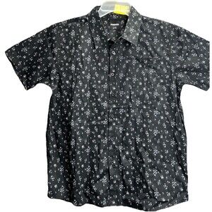 Boys RSQ Black XL Floral Print Button Up Shirt Short Sleeve Pocket Top Tilly’s